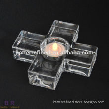 clear cross glass tealight candle holder